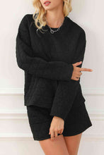 Load image into Gallery viewer, Round Neck Long Sleeve Sweatshirt and Shorts Set