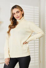 Load image into Gallery viewer, Heimish Full Size Long Sleeve Turtleneck Sweater with Side Slit