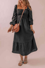 Load image into Gallery viewer, Square Neck Smocked Long Sleeve Dress