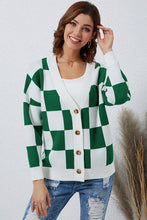 Load image into Gallery viewer, Checkered Button-Up Dropped Shoulder Cardigan