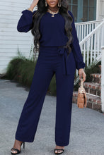 Load image into Gallery viewer, Boat Neck Tie Belt Jumpsuit