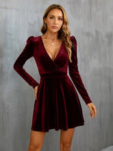 Load image into Gallery viewer, Surplice Puff Sleeve Mini Dress