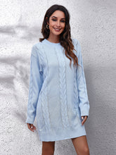 Load image into Gallery viewer, Cable-Knit Round Neck Sweater Dress