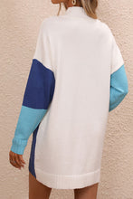 Load image into Gallery viewer, Color Block Mock Neck Dropped Shoulder Sweater Dress