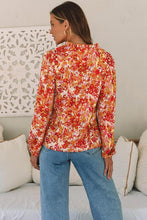 Load image into Gallery viewer, Floral Notched Balloon Sleeve Blouse