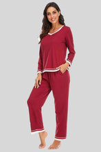 Load image into Gallery viewer, V-Neck Top and Pants Lounge Set