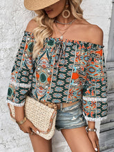 Load image into Gallery viewer, Printed Frill Trim Off-Shoulder Blouse