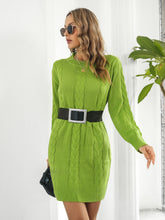 Load image into Gallery viewer, Cable-Knit Round Neck Sweater Dress