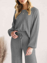 Load image into Gallery viewer, Long Sleeve Lounge Top and Drawstring Pants Set