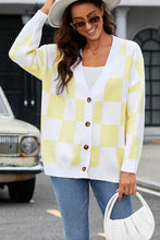 Load image into Gallery viewer, Checkered Button-Up Dropped Shoulder Cardigan