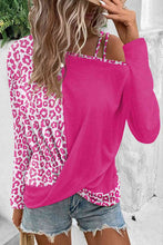 Load image into Gallery viewer, Leopard Asymmetrical Neck Long Sleeve Blouse