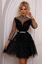 Load image into Gallery viewer, Cutout Mock Neck Mesh Dress