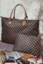 Load image into Gallery viewer, Checkered Two-Piece Vegan Leather Bag Set