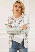 Load image into Gallery viewer, Leopard Exposed Seams Round Neck Sweatshirt