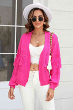 Load image into Gallery viewer, Double Take Fringe Trim Open Front Cardigan
