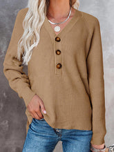 Load image into Gallery viewer, Half Button Long Sleeve Knit Top