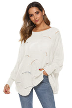 Load image into Gallery viewer, Round Neck Long Sleeve Openwork Sweater