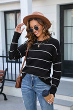 Load image into Gallery viewer, Striped Round Neck Long Sleeve Sweater