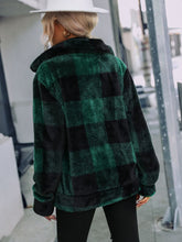 Load image into Gallery viewer, Plaid Zip-Up Collared Jacket