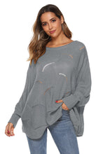 Load image into Gallery viewer, Round Neck Long Sleeve Openwork Sweater