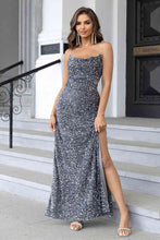 Load image into Gallery viewer, Sequin Backless Split Maxi Dress