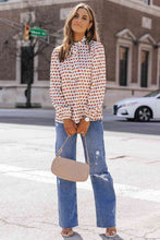Load image into Gallery viewer, Double Take Printed Tie Neck Long Sleeve Blouse