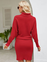 Load image into Gallery viewer, Turtle Neck Long Sleeve Ribbed Sweater Dress