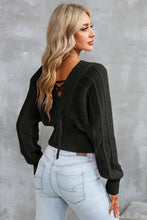 Load image into Gallery viewer, Surplice Neck Lace-Up Sweater