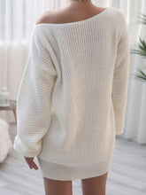 Load image into Gallery viewer, Rib-Knit Balloon Sleeve Boat Neck Sweater Dress