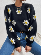 Load image into Gallery viewer, Flower Round Neck Latern Sleeve Sweater