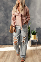 Load image into Gallery viewer, Striped Deep V Bow Detail Babydoll Top