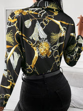 Load image into Gallery viewer, Printed Collared Neck Long Sleeve Shirt