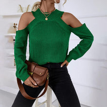 Load image into Gallery viewer, Round Neck Cold-Shoulder Sweater