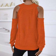 Load image into Gallery viewer, Round Neck Cold-Shoulder Sweater