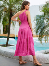 Load image into Gallery viewer, Pink One-Shoulder Sleeveless Midi Dress