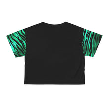 Load image into Gallery viewer, Emerald Green and Black Zebra Print  Crop Tee