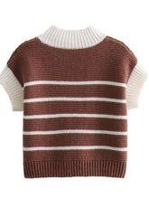 Load image into Gallery viewer, Striped Round Neck Short Sleeve Sweater