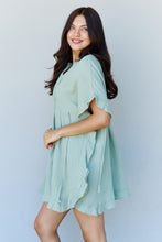Load image into Gallery viewer, Plus Size Ruffle Hem Dress with Drawstring Waistband in Light Sage