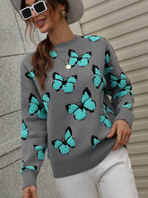Load image into Gallery viewer, Woven Right Butterfly Dropped Shoulder Crewneck Sweater