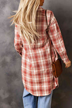 Load image into Gallery viewer, Double Take Plaid Button-Up Longline Shacket with Breast Pockets