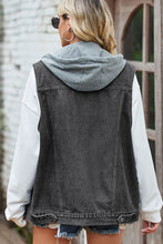Load image into Gallery viewer, Sleeveless Hooded Denim Jacket with Pockets