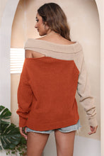 Load image into Gallery viewer, Asymmetrical Long Sleeve Two-Tone Cutout Sweater