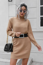 Load image into Gallery viewer, Ribbed Turtle Neck Long Sleeve Mini Sweater Dress