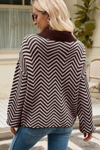 Load image into Gallery viewer, Striped Collared Neck Buttoned Pullover Sweater