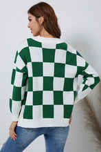 Load image into Gallery viewer, Checkered Button-Up Dropped Shoulder Cardigan