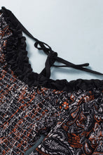 Load image into Gallery viewer, Printed Buttoned Balloon Sleeve Cropped Blouse