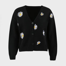 Load image into Gallery viewer, Flower Button Front Dropped Shoulder Cardigan