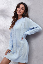 Load image into Gallery viewer, Cable-Knit Round Neck Sweater Dress