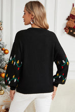 Load image into Gallery viewer, Round Neck Pattern Lantern Sleeve Sweater