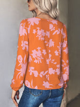 Load image into Gallery viewer, Printed Tie Neck Long Sleeve Blouse